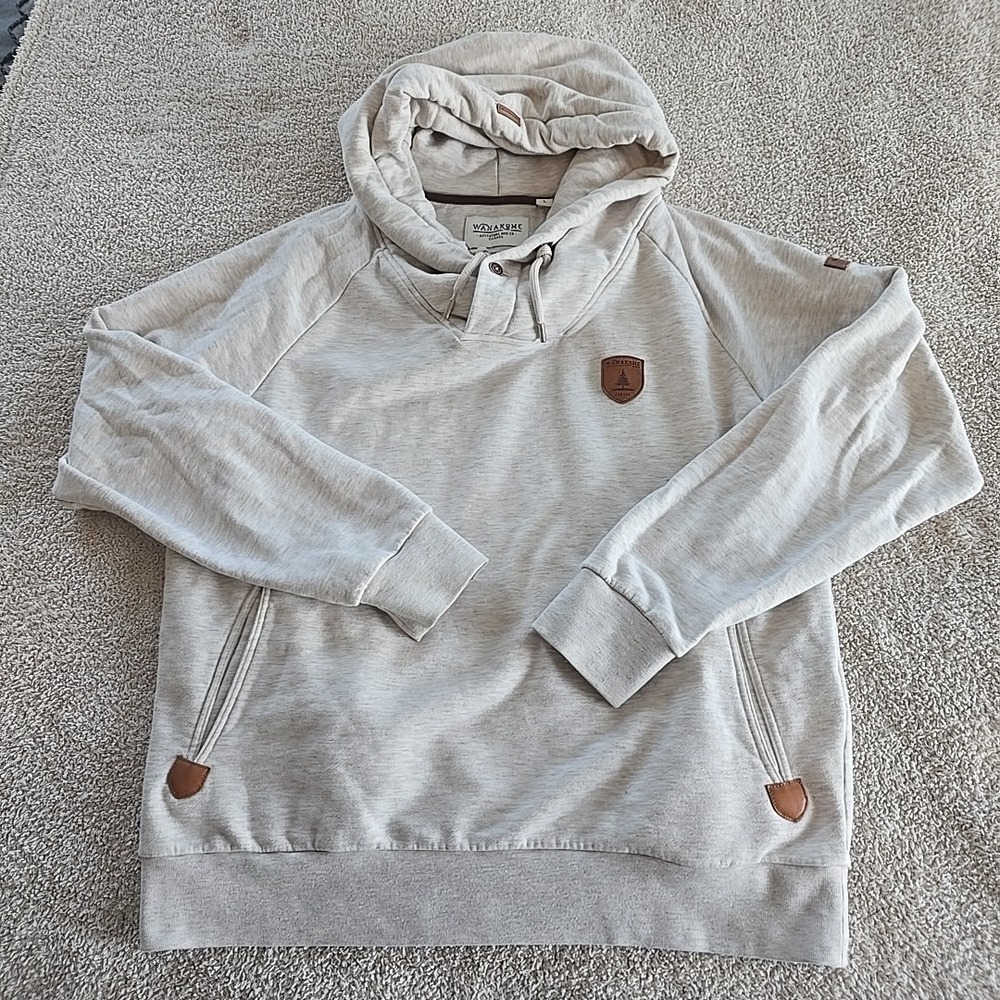 Wanakome Men's Raymond Hoodie Sweatshirt Heather Oatmeal Size L Fleece-lined